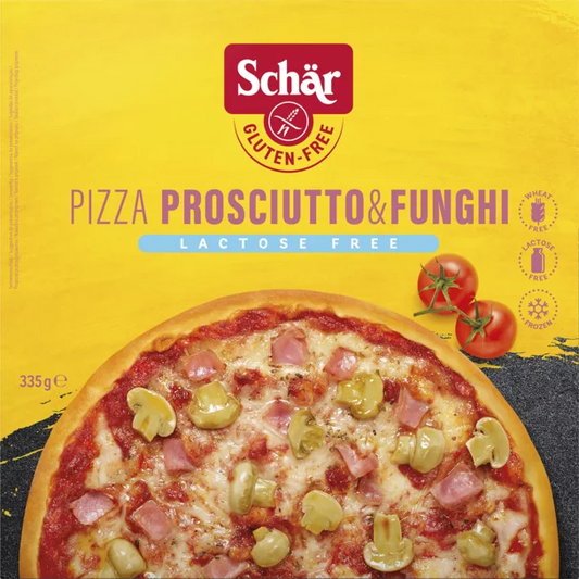 Pizza Sin Gluten prosciutto y funghi