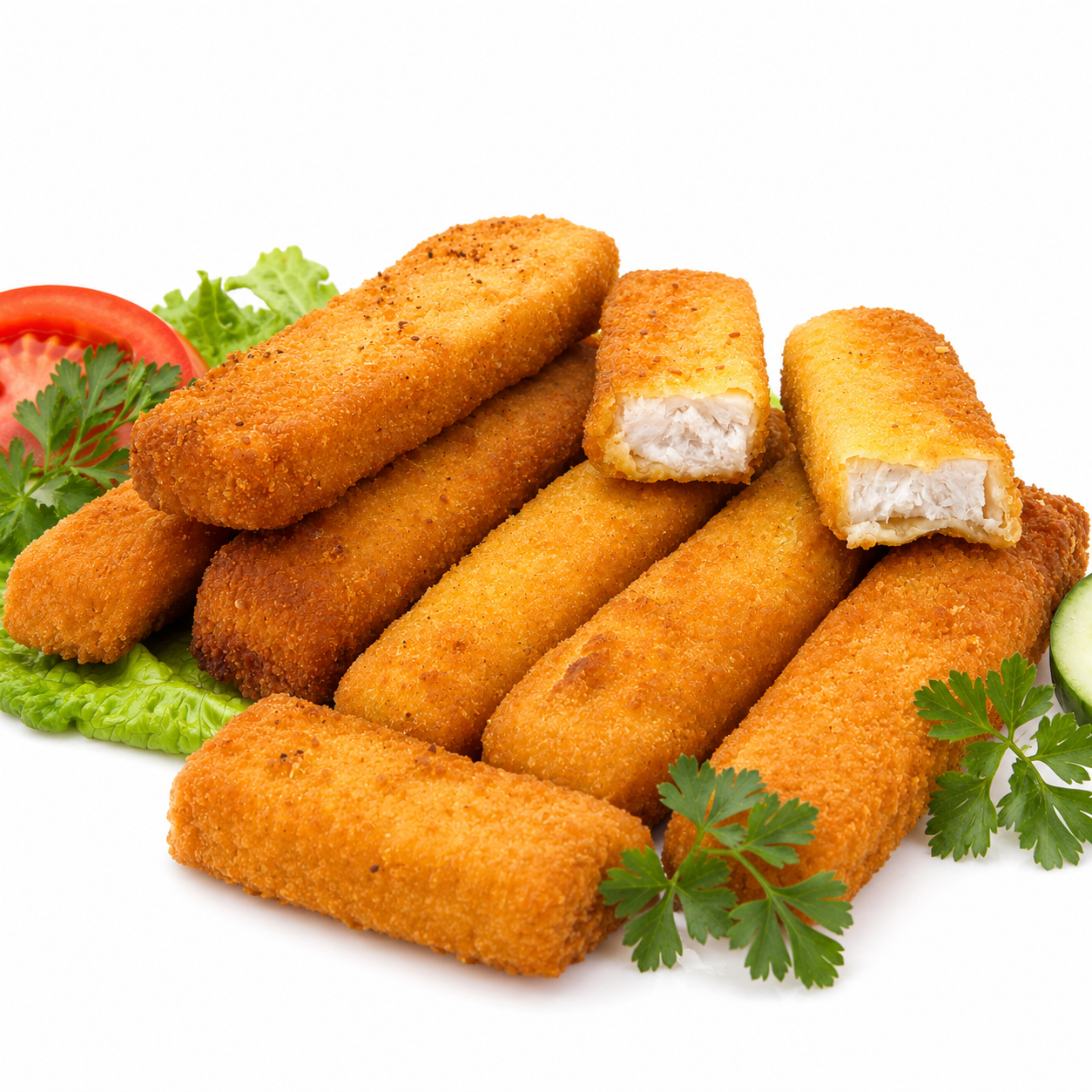 Varitas de merluza empanadas