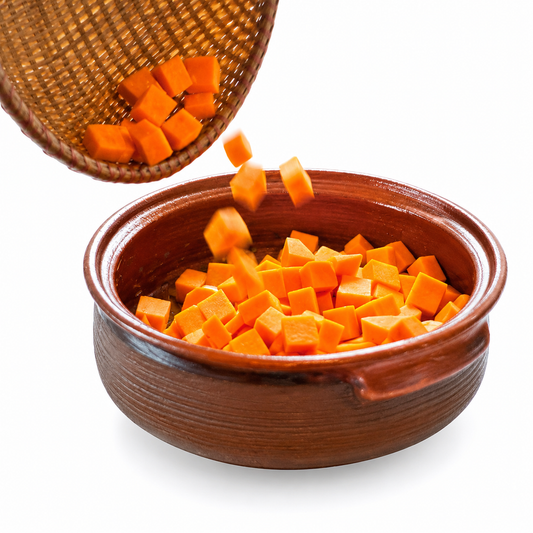 Calabaza pelada en dados