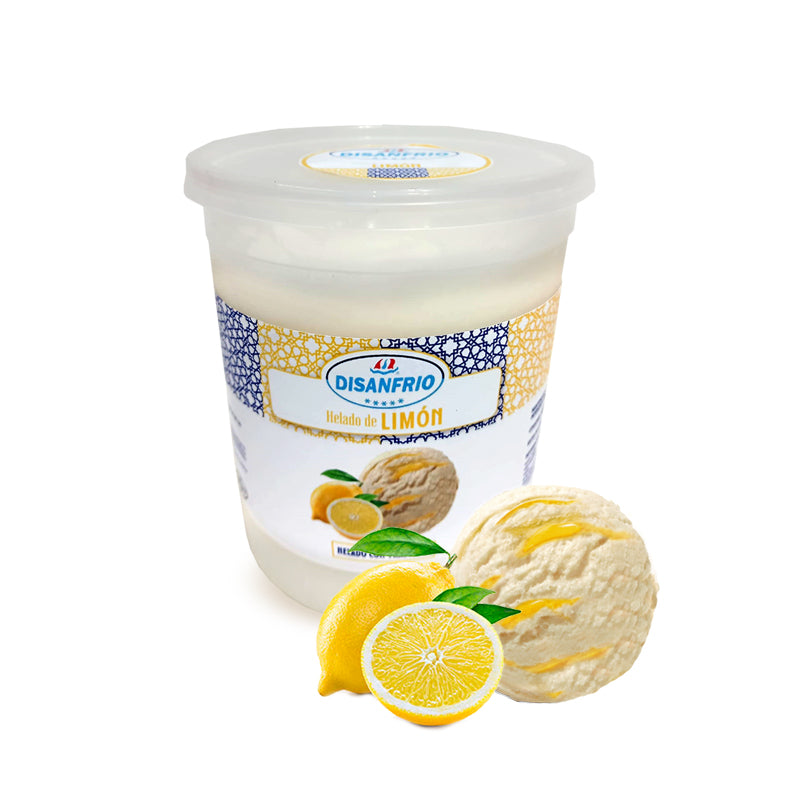 Tarrina de helado sorbete limón