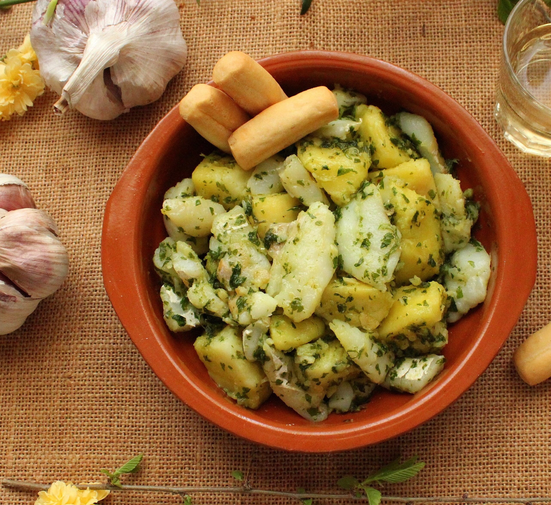 Migas de bacalao desalado